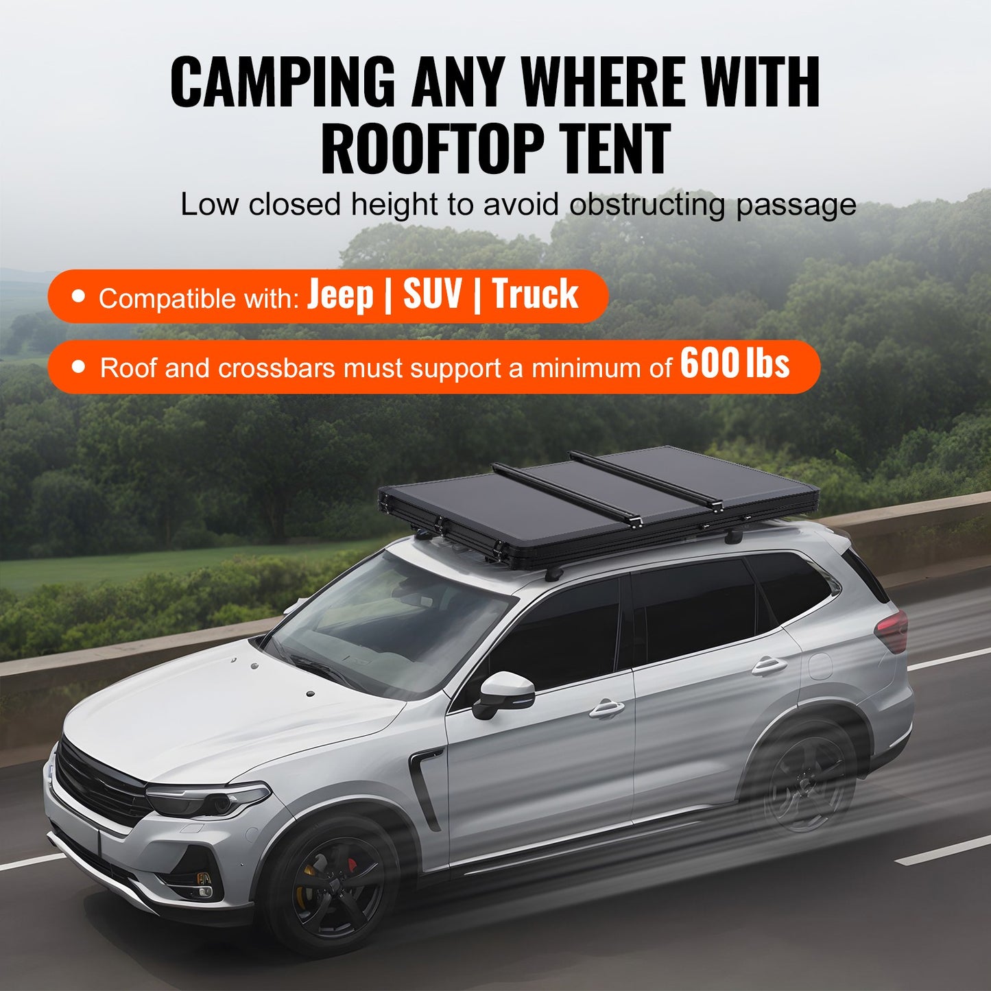 Hard Shell Rooftop Tent Pop-Up Tents 2-3 Person for SUV ‌Caravan Campervan