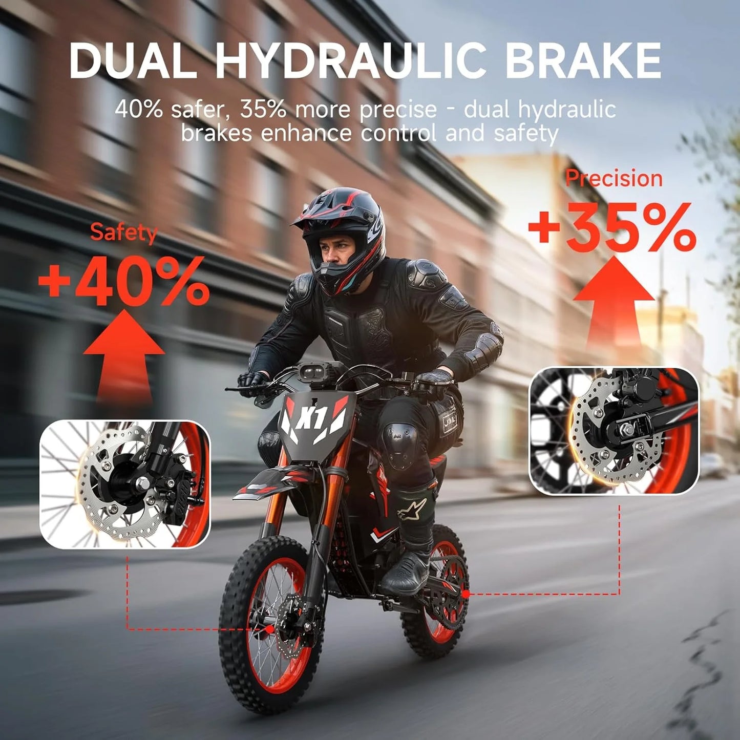 Electric Dirt Bike for Teens Adults, 4500W Peak Ebike, 60V 28.8Ah with 50MPH & 60Miles Electric Mountain Bikes, 14"/12" Off-Road Fat Tire E-Bike, Dual Hydraulic Brakes, Full Suspension, UL2849 by SGS