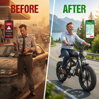 Electric Bike for Adults,1500W Peak,35Mph,48V 816Wh Battery,Max 75Miles Electric Motorcycle,20'' Fat Tire Dirt Bike,7-Speed Bike — Before & After