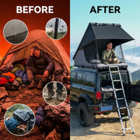 Roof Top Tent Hardshell Rooftop Tent for Van SUV Truck Car Overland Tent Camping for 2-3 Person with Ladder — Before & After